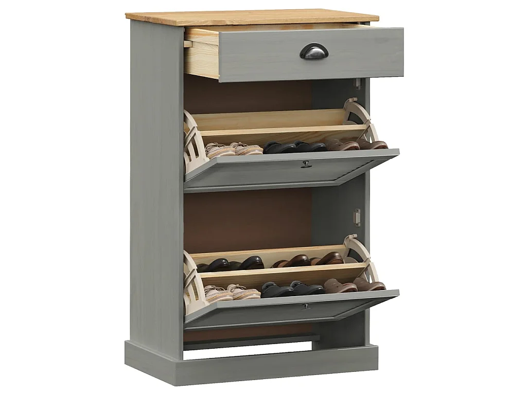 Zapatero VIGO 60x35x96 cm madera maciza de pino gris