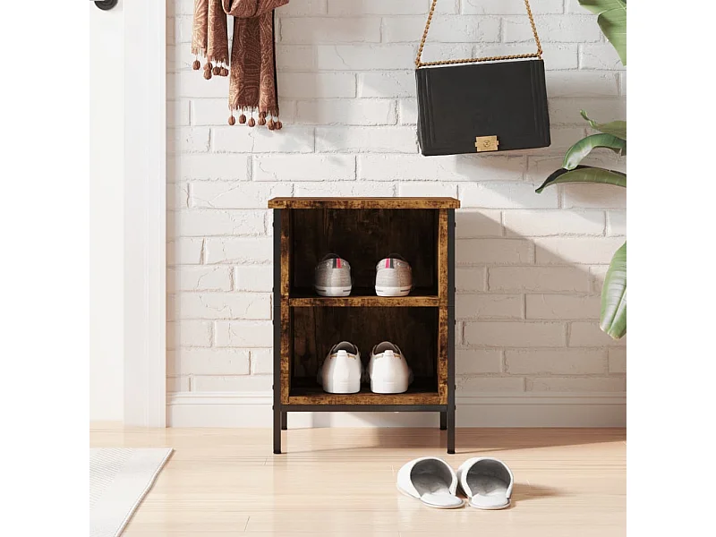 Armoire à chaussures chêne fumé 38x35x50 cm bois d'ingénierie