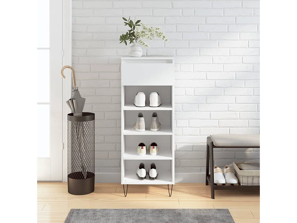 Schoenenkast Wit 40x36x105 cm Bewerkt hout