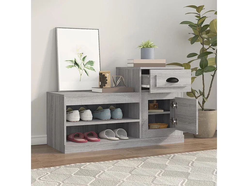 Armoire à chaussures sonoma gris 100x42x60 cm bois d'ingénierie