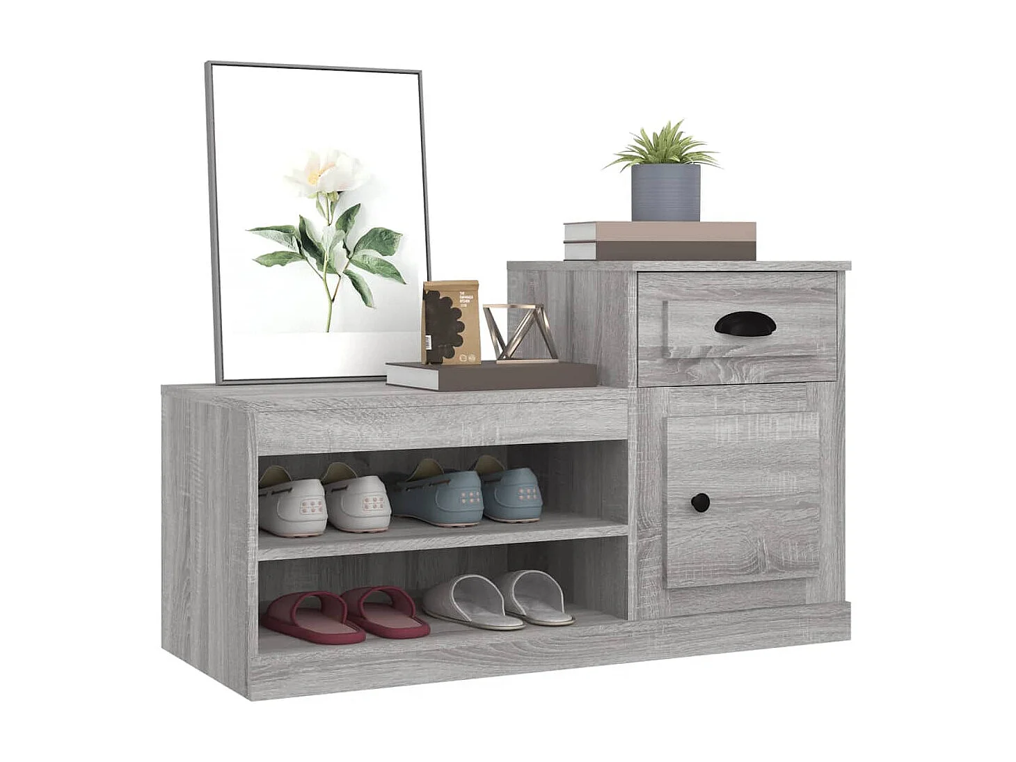 Armoire à chaussures sonoma gris 100x42x60 cm bois d'ingénierie