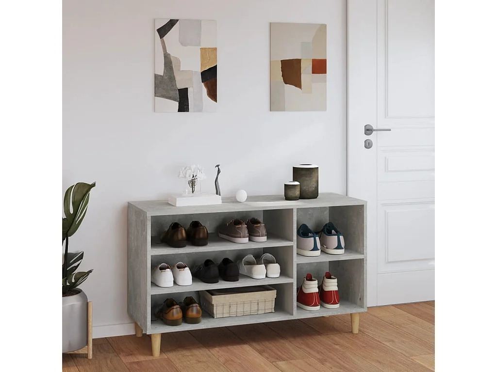 Armoire à chaussures Gris béton 102x36x60 cm Bois d'ingénierie