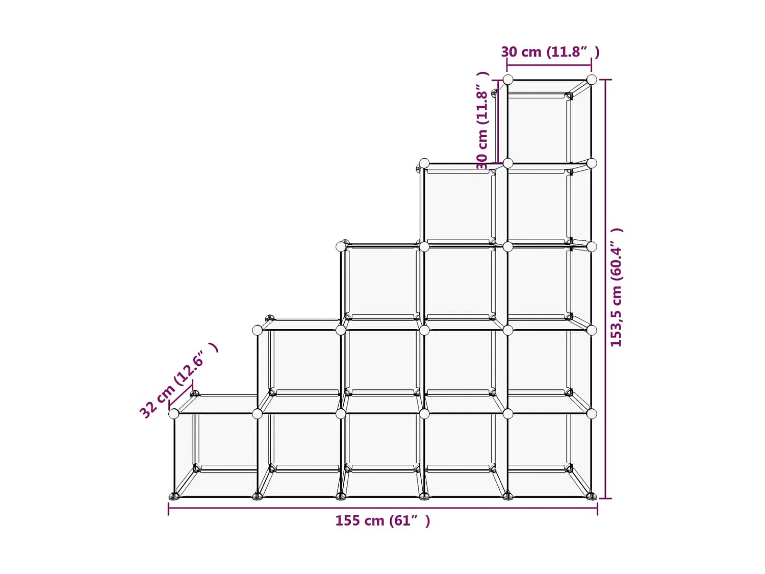 Cubos de armazenamento 15 unidades PP Transparente