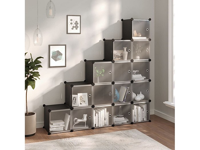 cubos-de-almacenamiento-15-piezas-con-puertas-pp-negro