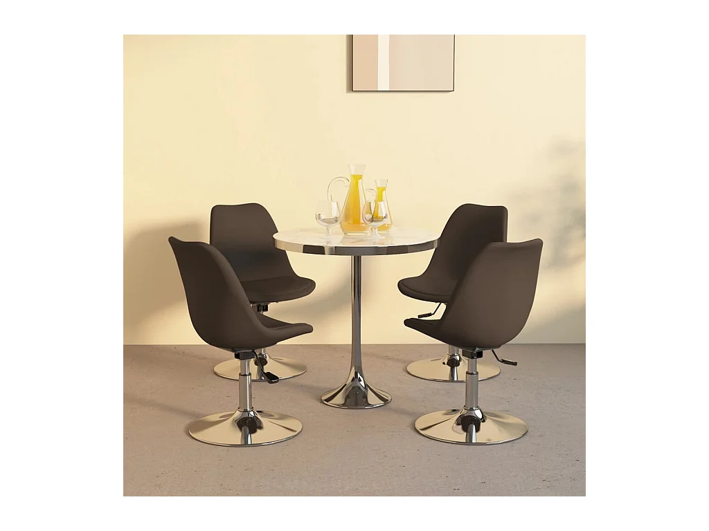 Draaibare eetkamerstoelen set van 4 donkerbruine stof