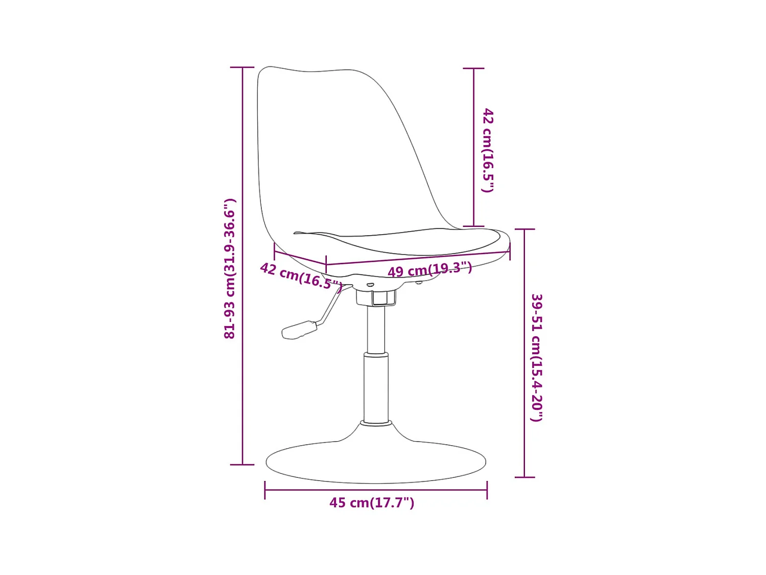 Chaises pivotantes à manger lot de 4 marron foncé tissu