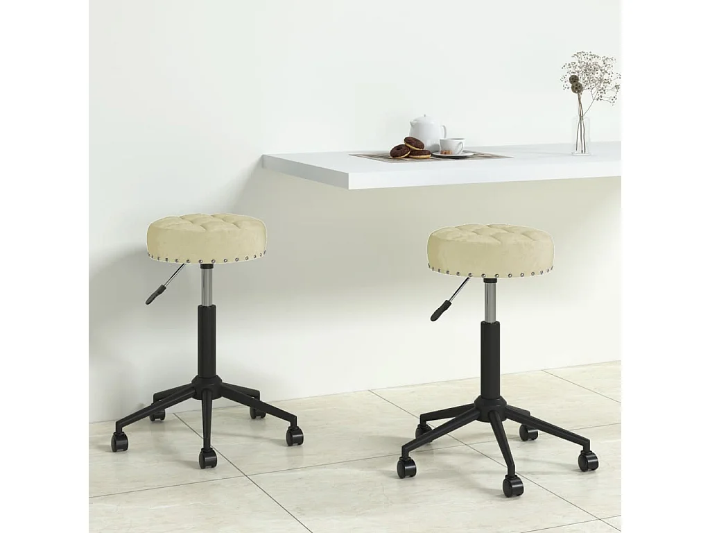 Chaises pivotantes à manger lot de 2 crème velours