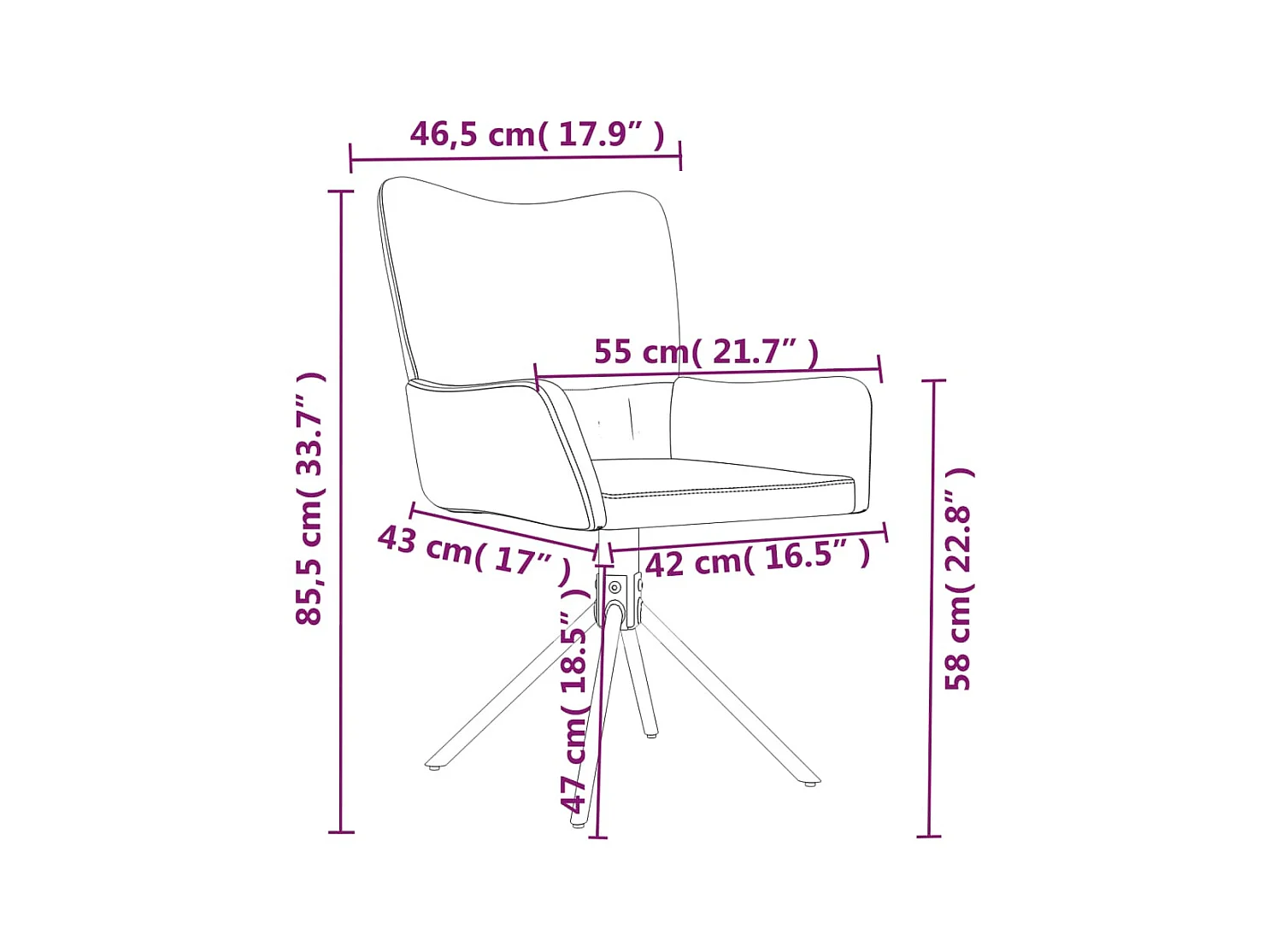 Draaibare eetkamerstoelen set van 2 Pink Velvet