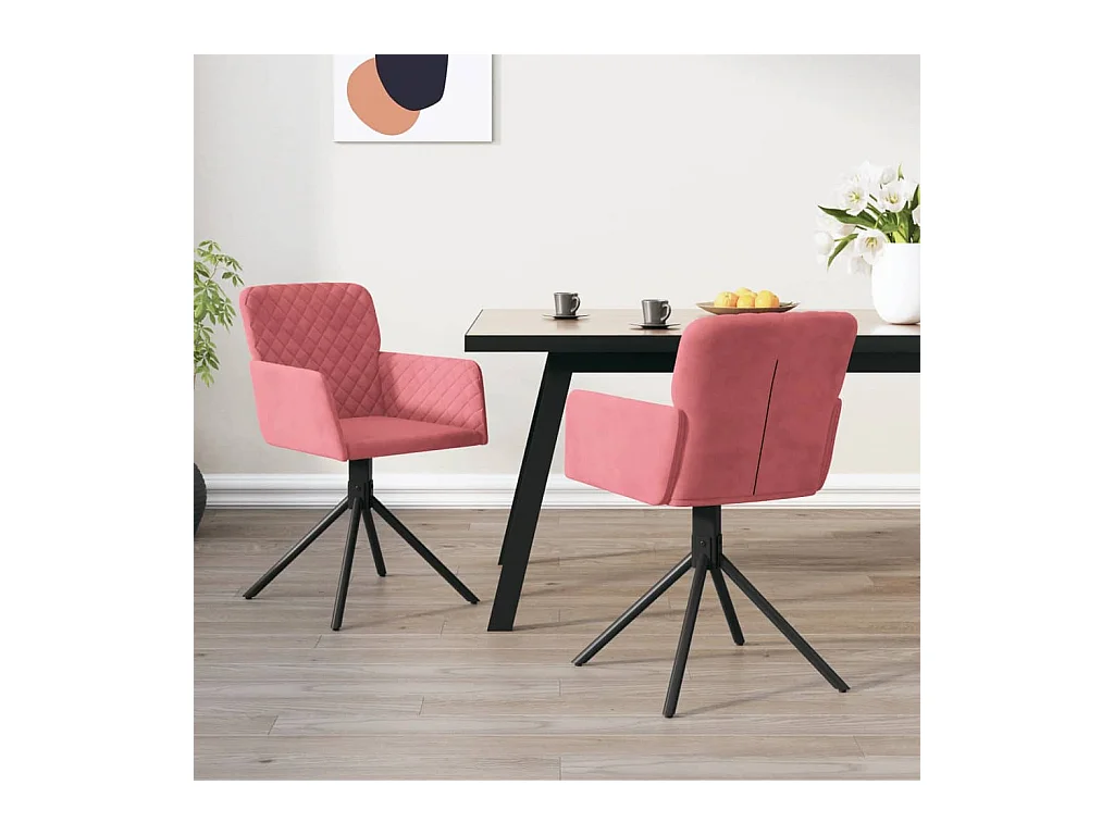 Chaises pivotantes à manger lot de 2 Rose Velours