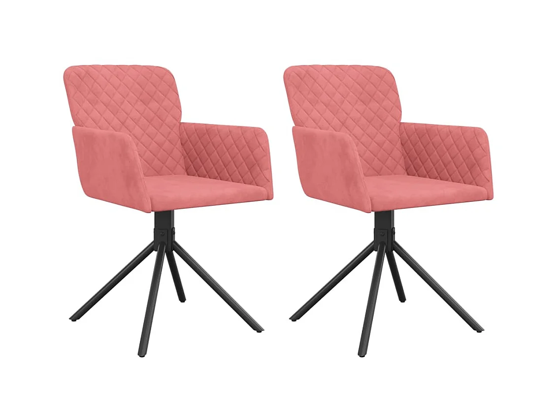 Chaises pivotantes à manger lot de 2 Rose Velours