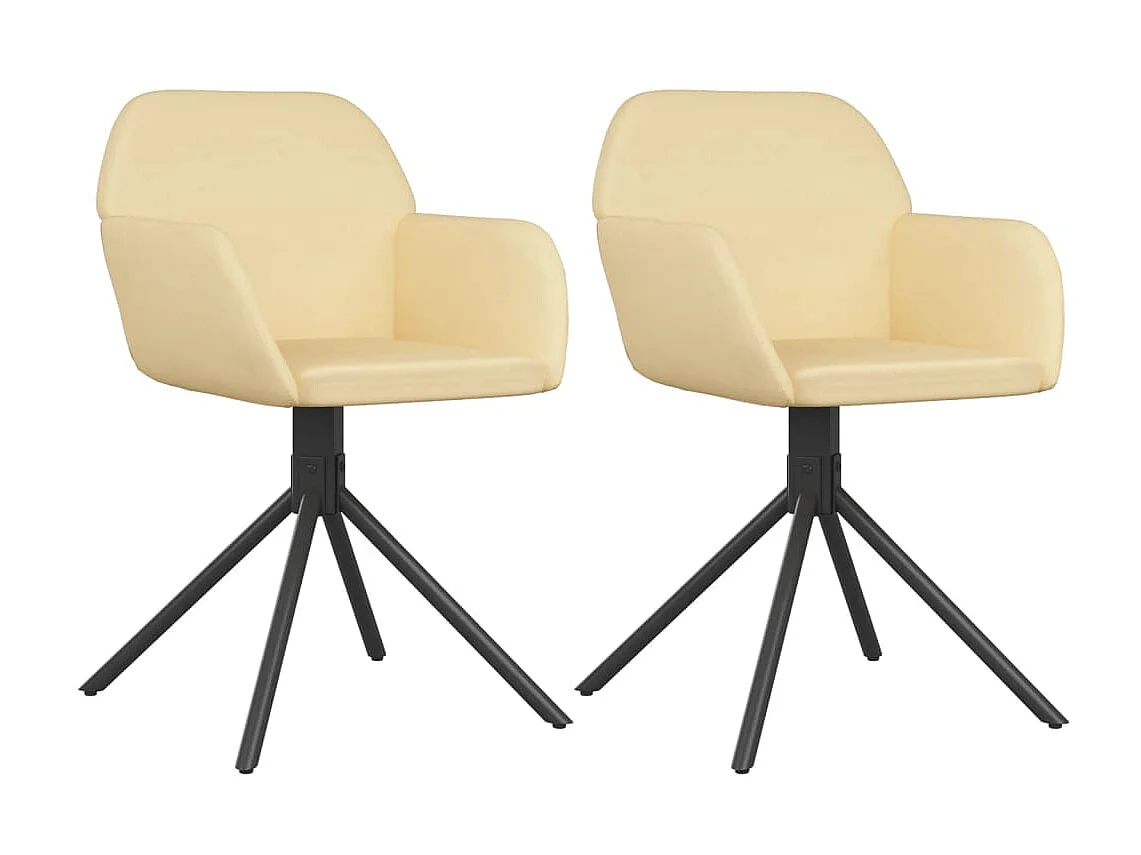 Chaises pivotantes à manger lot de 2 Crème Velours