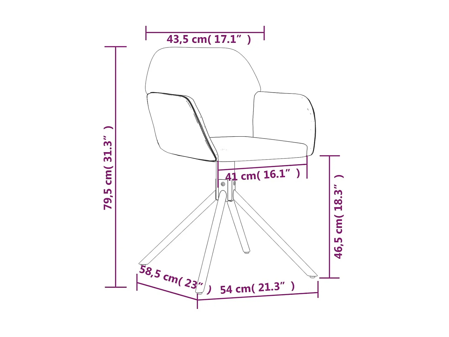 Chaises pivotantes à manger lot de 2 Crème Velours