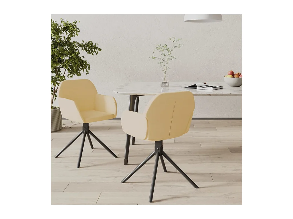 Chaises pivotantes à manger lot de 2 Crème Velours