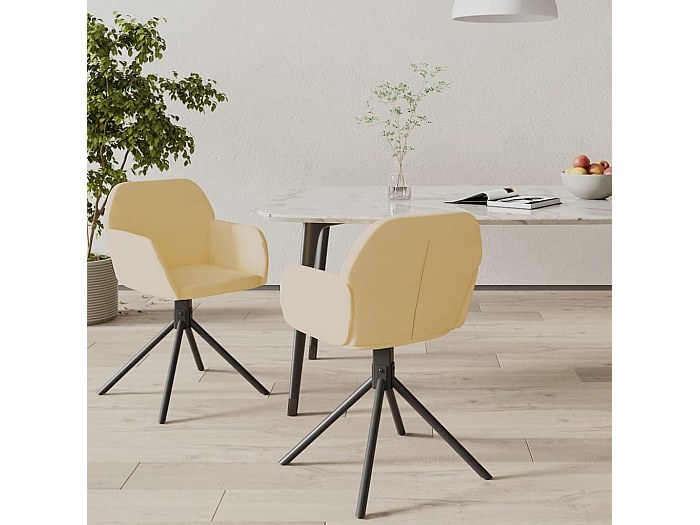 Sedie Da Pranzo Girevoli WOLTU Set 2 - Imbottite Velluto, Gambe Metallo, Beige - Foto 2