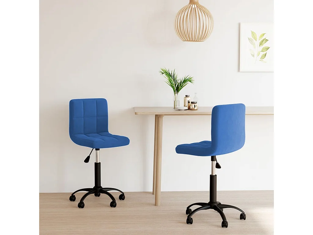 Chaises pivotantes à manger lot de 2 bleu velours
