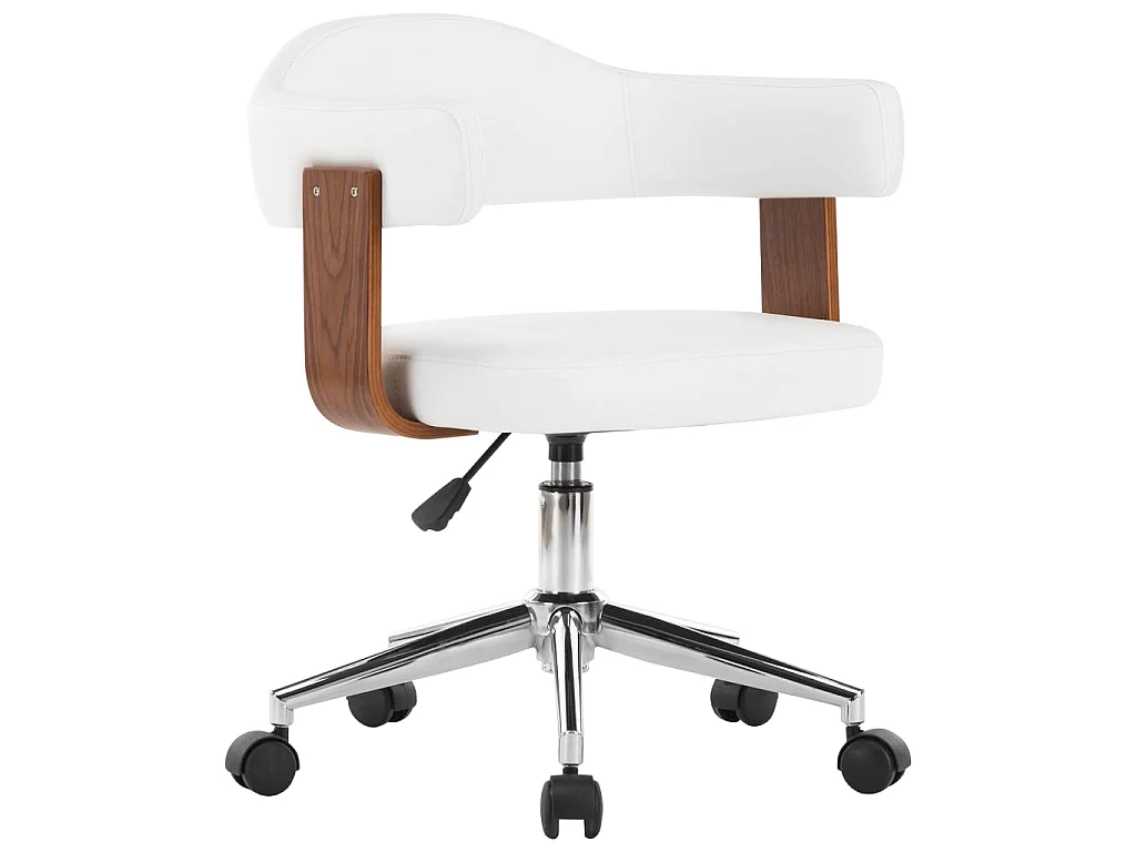 Chaise pivotante à d?ner Blanc Bois courbé et similicuir