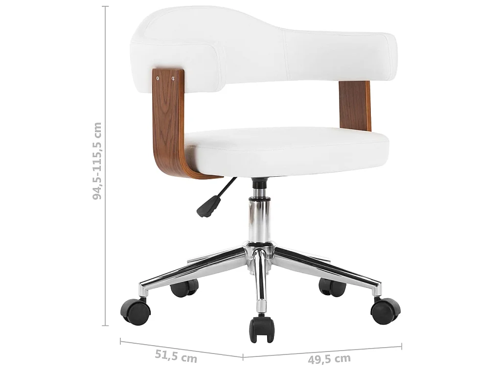 Chaise pivotante à d?ner Blanc Bois courbé et similicuir