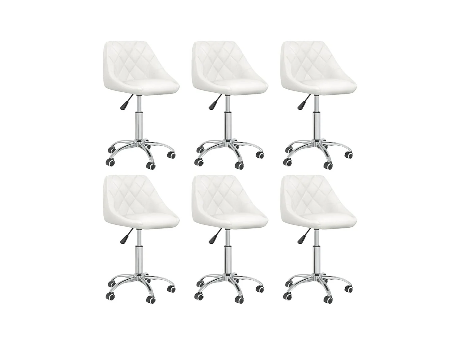 Draaibare eetkamerstoelen set van 6 wit kunstleer