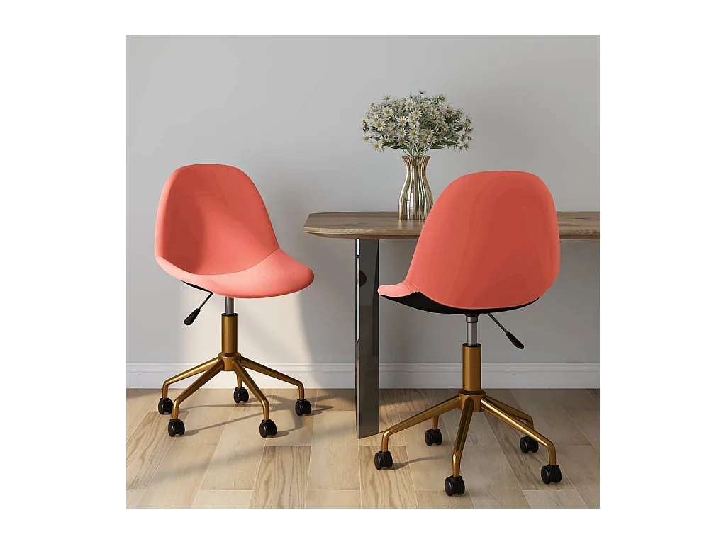 Chaises pivotantes à manger lot de 2 Rose Velours