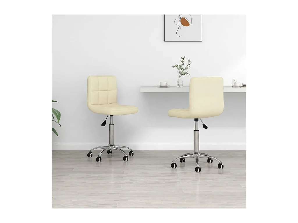 Draaibare eetkamerstoelen set van 2 crèmekleurige stof