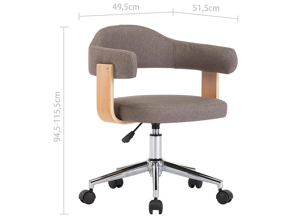 Chaise pivotante de salle à manger Taupe Bois courbé et tissu