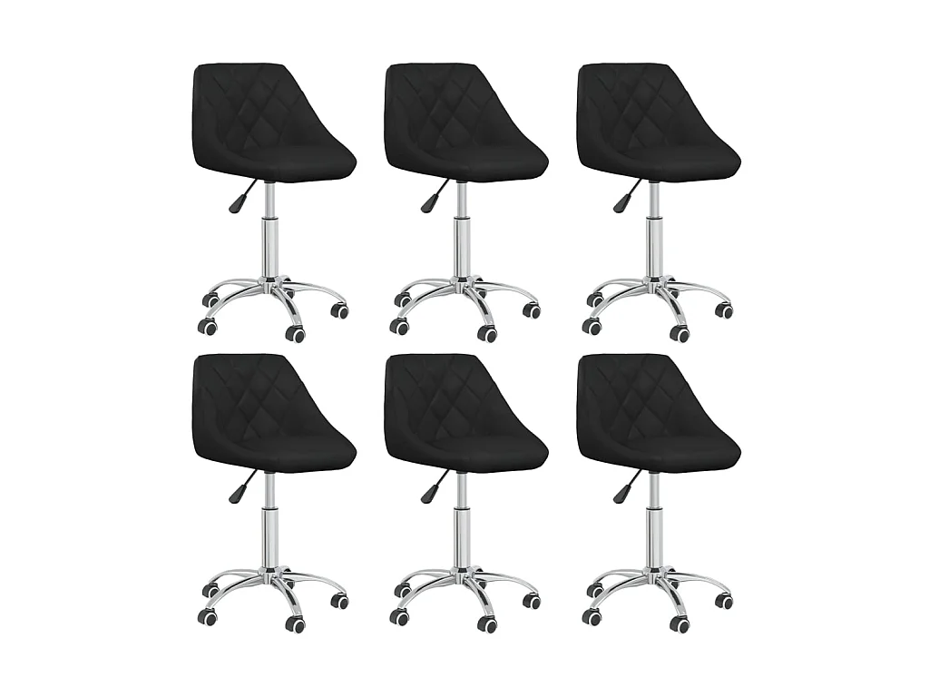 Chaises pivotantes à manger lot de 6 noir similicuir