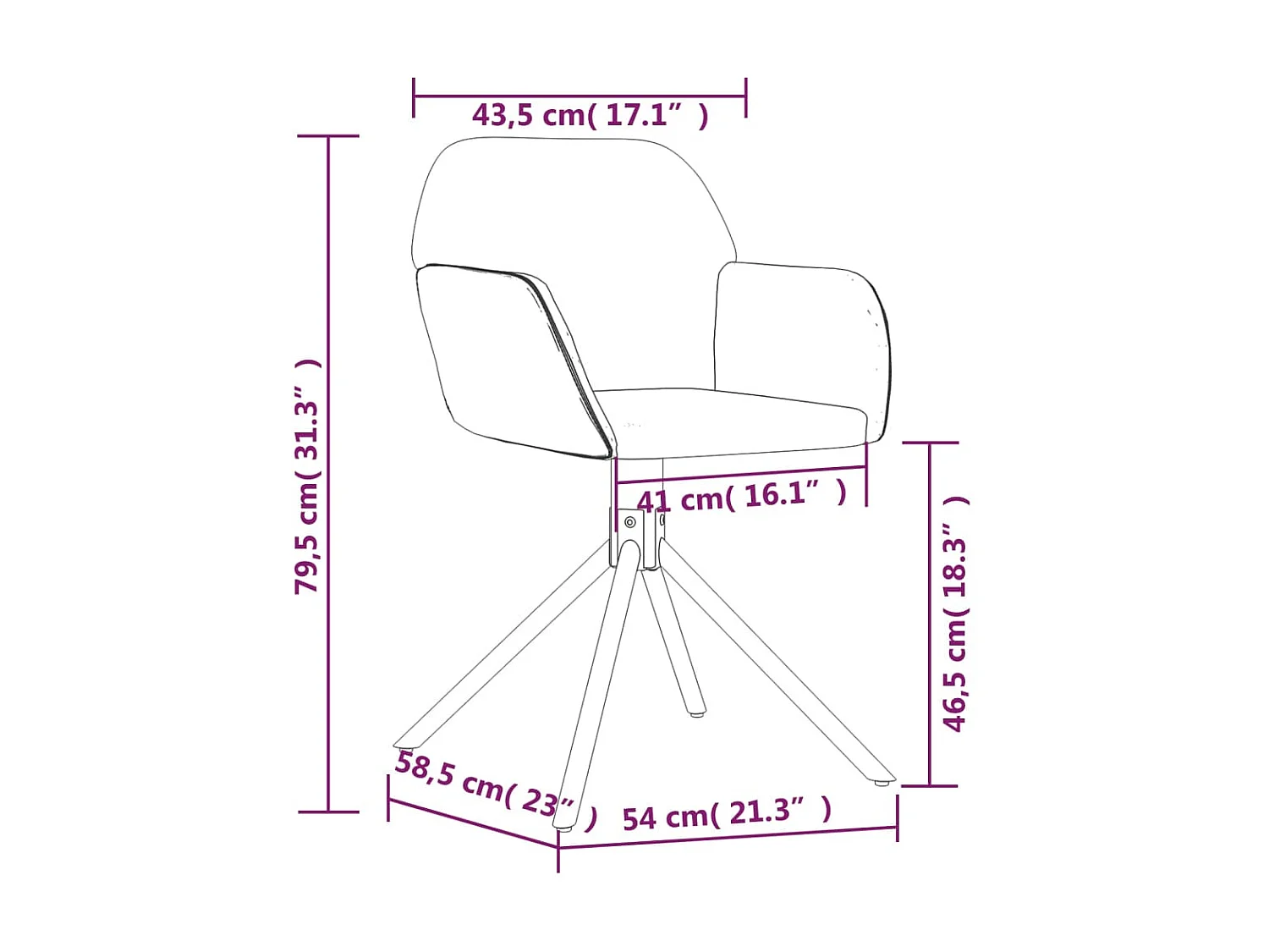 Draaibare eetkamerstoelen set van 2 Pink Velvet