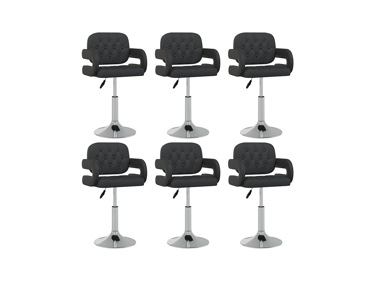Chaises pivotantes à manger lot de 6 noir similicuir