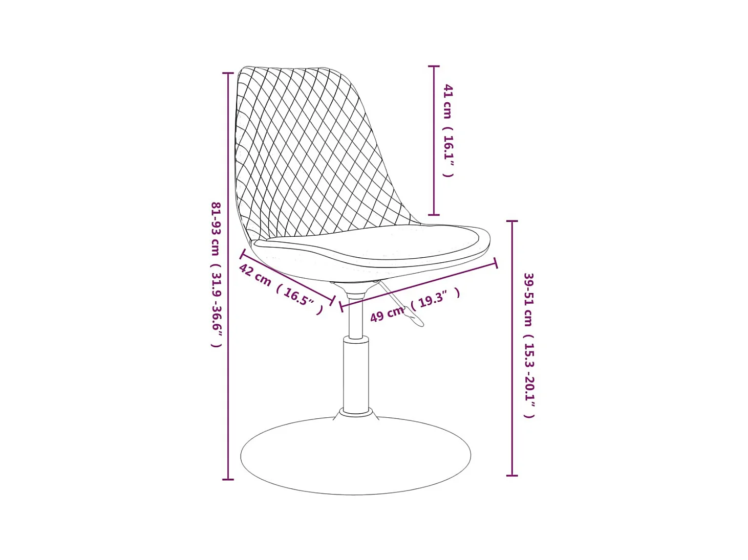Chaises pivotantes à manger lot de 4 Gris foncé Velours