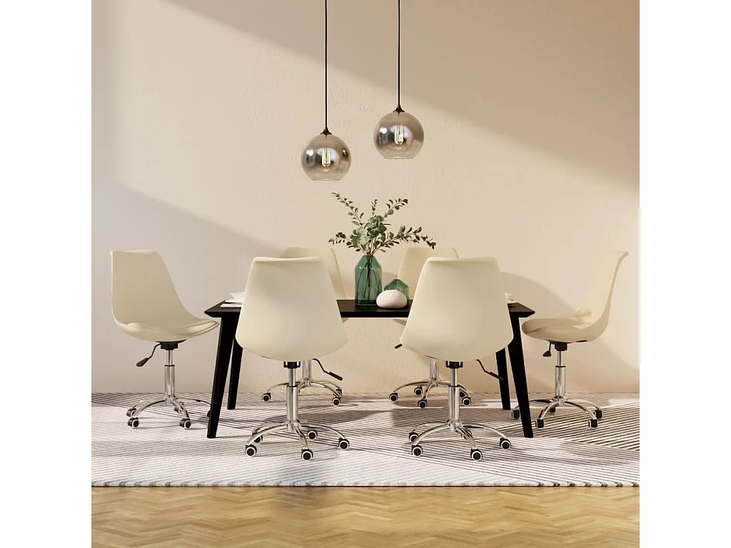 Chaises pivotantes à manger lot de 6 Crème Tissu