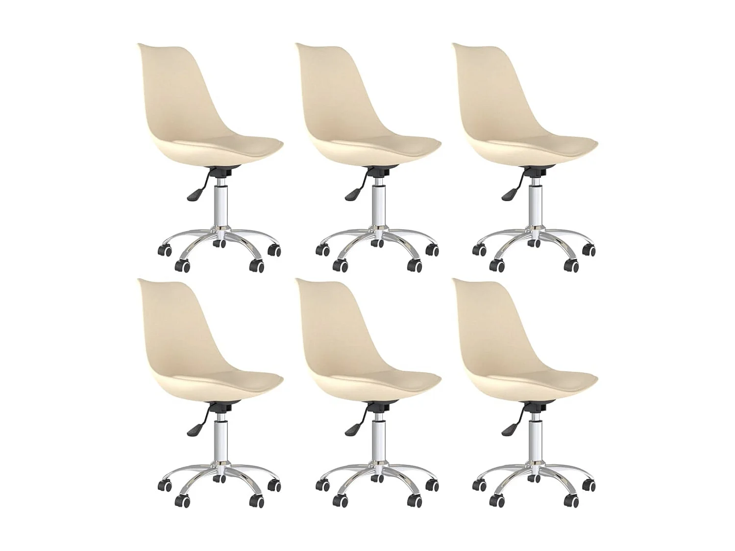 Chaises pivotantes à manger lot de 6 Crème Tissu