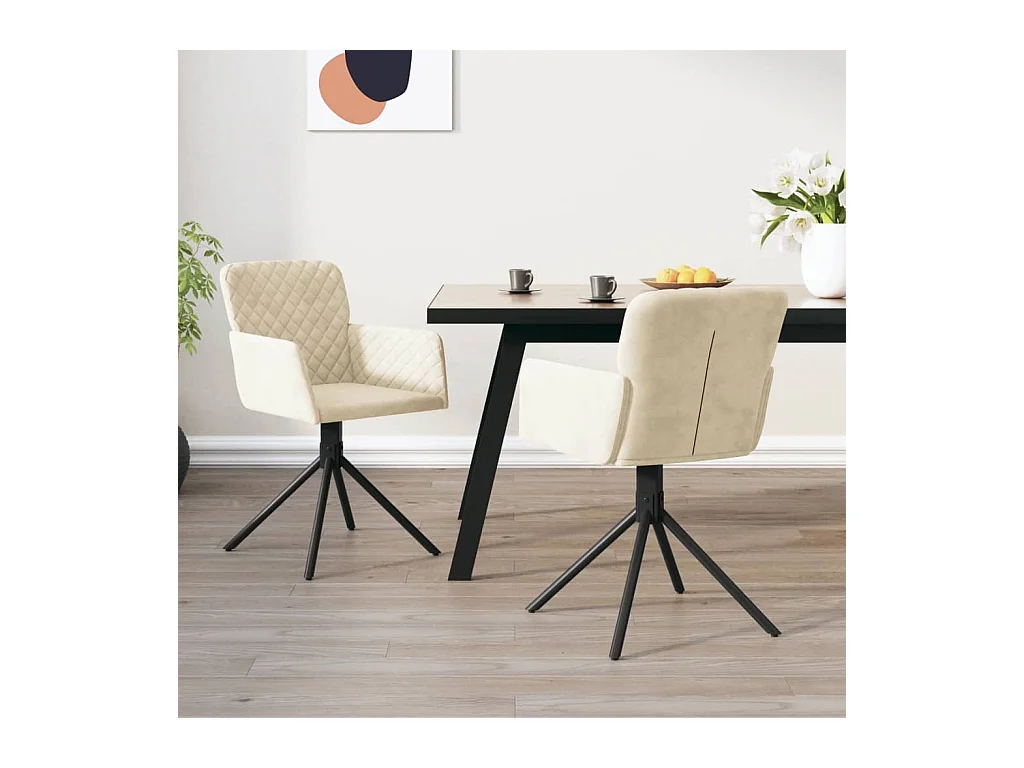 Chaises pivotantes à manger lot de 2 Crème Velours