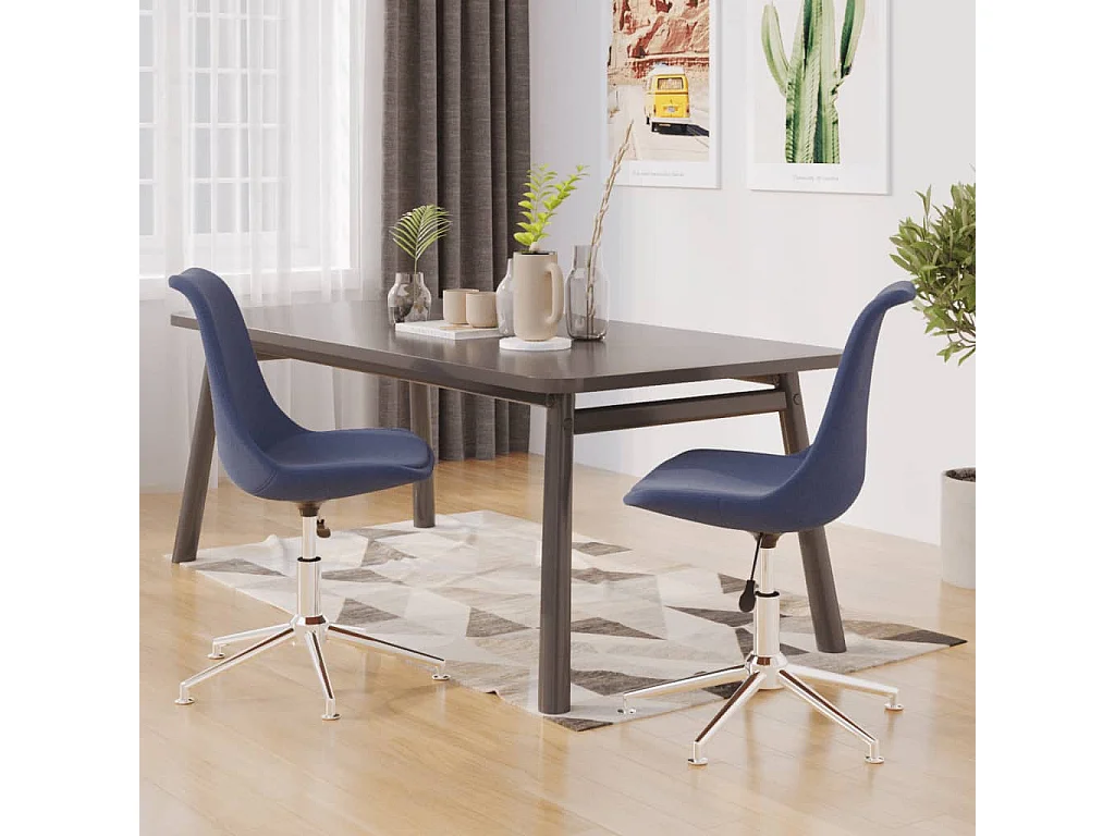Draaibare eetkamerstoelen set van 2 blauwe stof