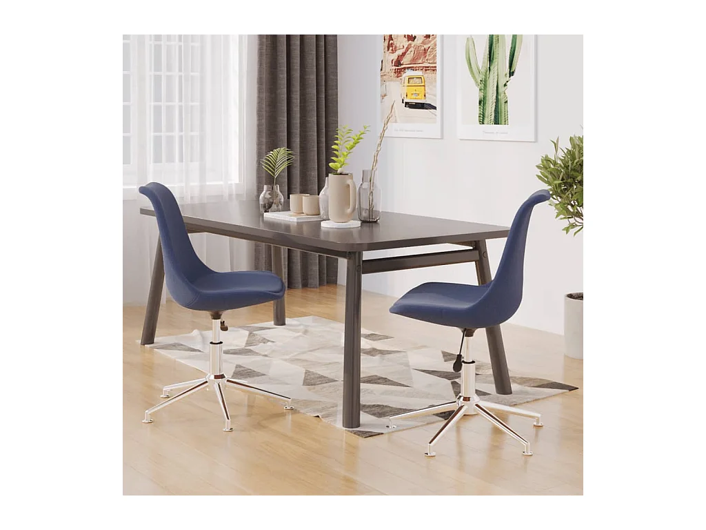 Chaises pivotantes à manger lot de 2 bleu tissu