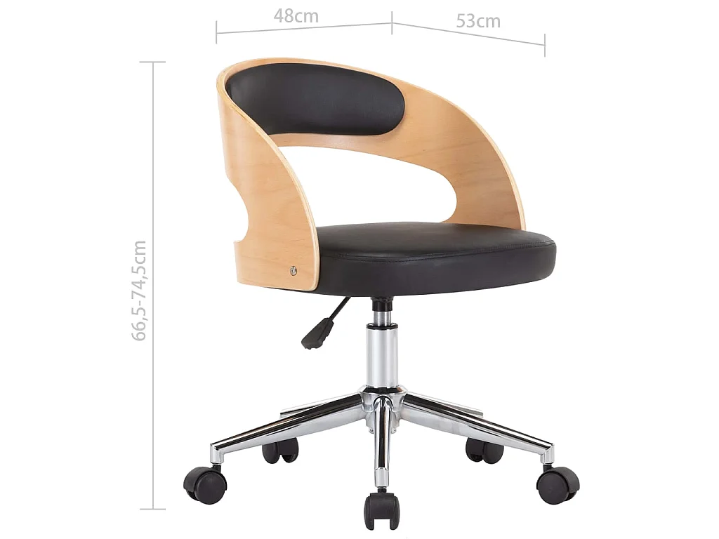 Chaise pivotante à d?ner Noir Bois courbé et similicuir