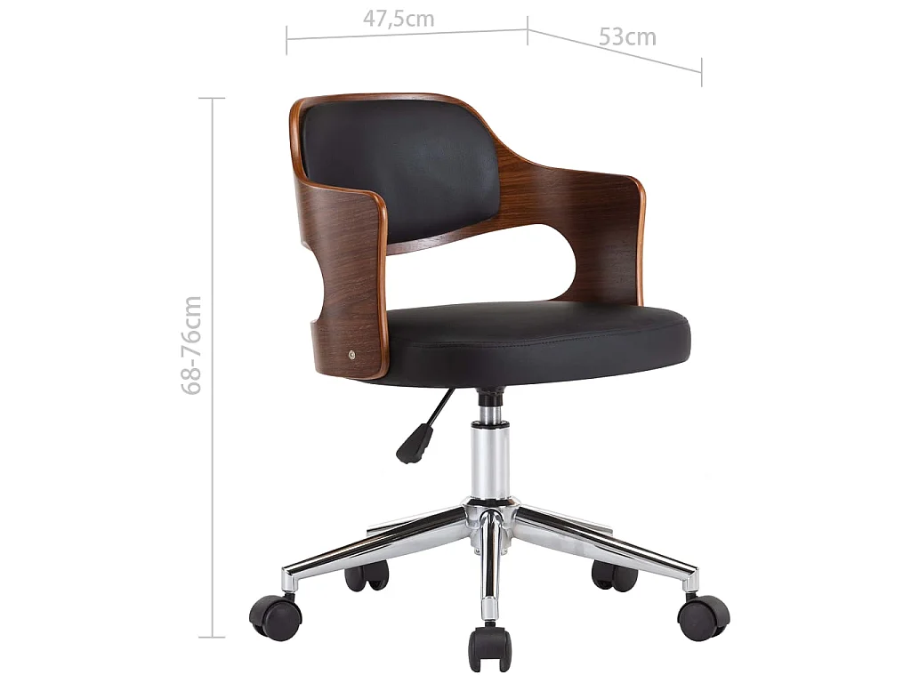 Chaise pivotante à d?ner Noir Bois courbé et similicuir