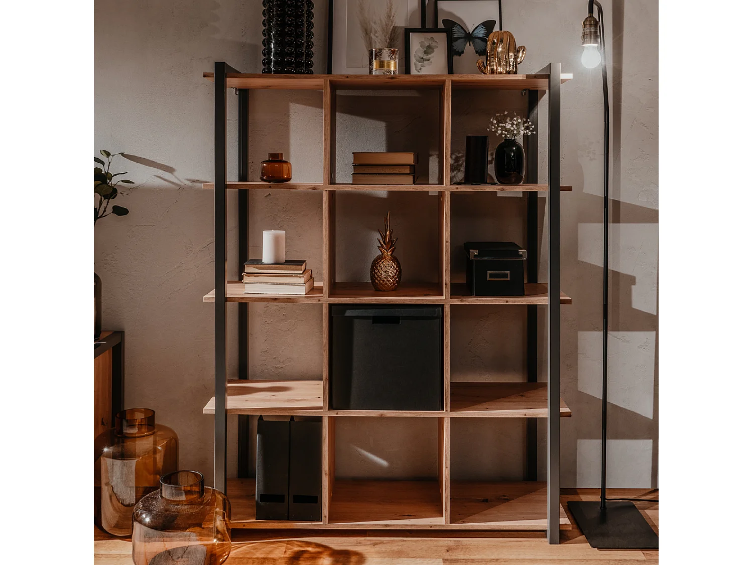 Estantes Industriais KOTOR Carvalho/Antracite 12 Estantes 107x39x145 cm