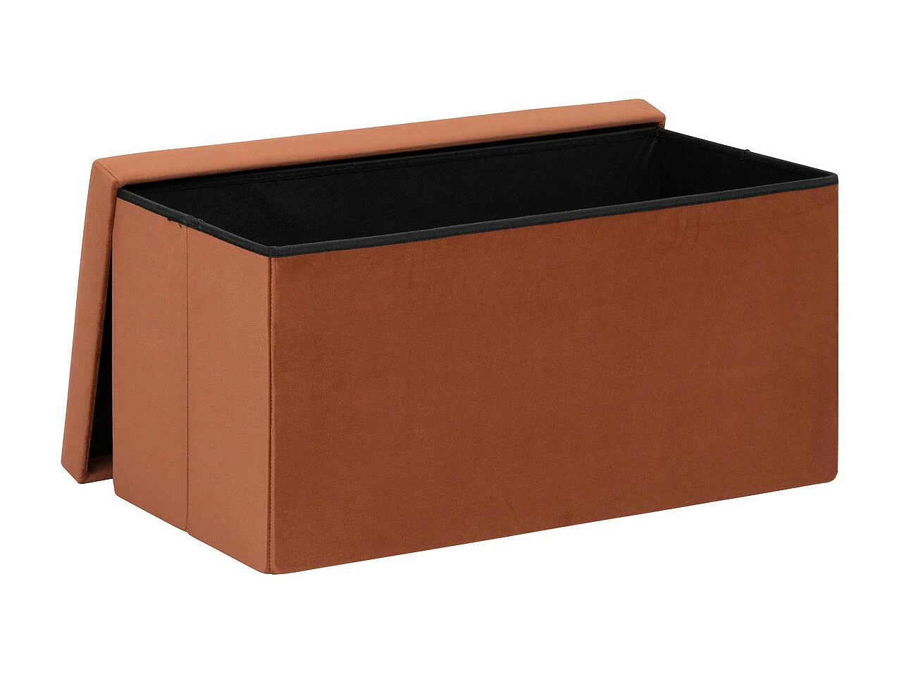 2 en 1 Pouf pliant double et coffre de rangement Velours Ambre  76 x H 38 cm
