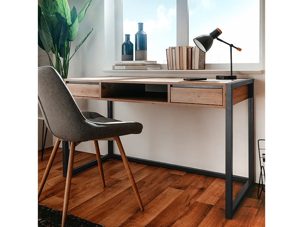 Industrieller Schreibtisch aus Holz und Schwarz KOTOR