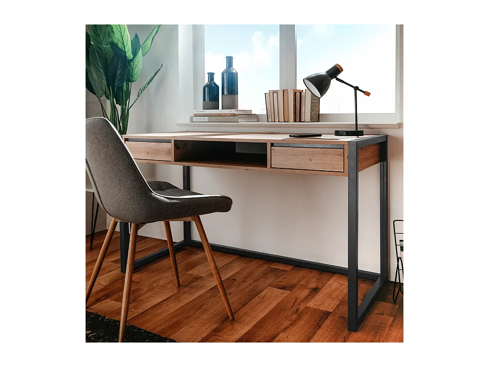 Bureau industriel bois et noir KOTOR