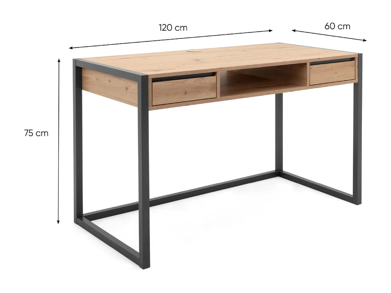 Bureau industriel bois et noir KOTOR
