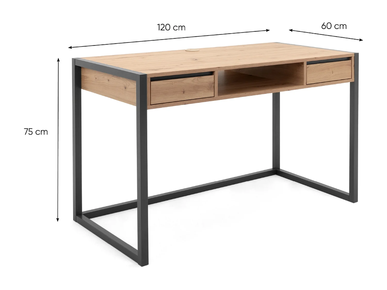 Bureau industriel bois et noir KOTOR