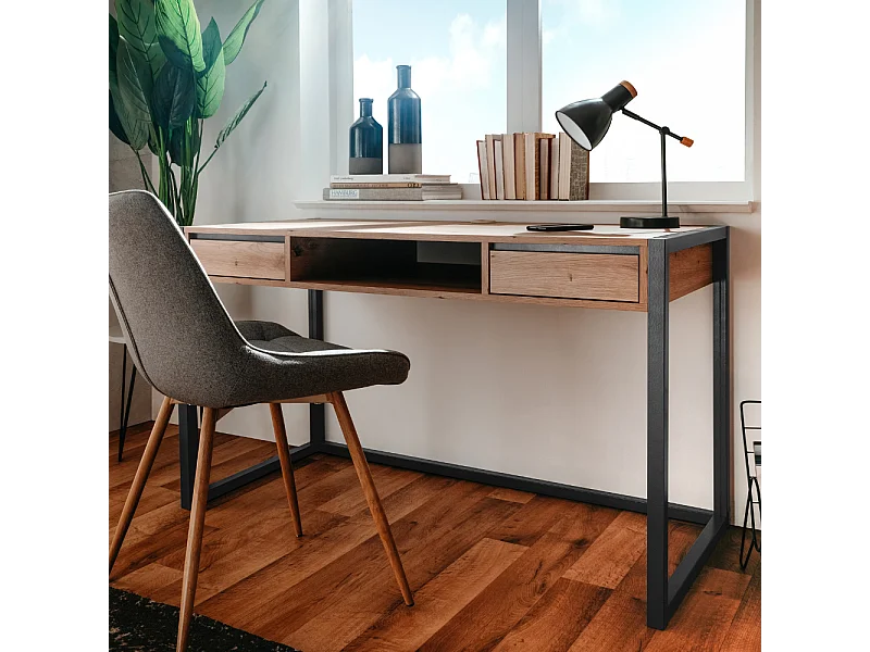 Bureau industriel bois et noir KOTOR