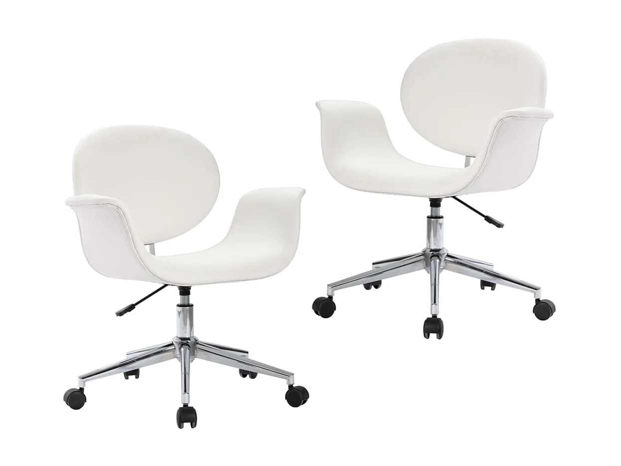 Chaises pivotantes à manger lot de 2 blanc similicuir
