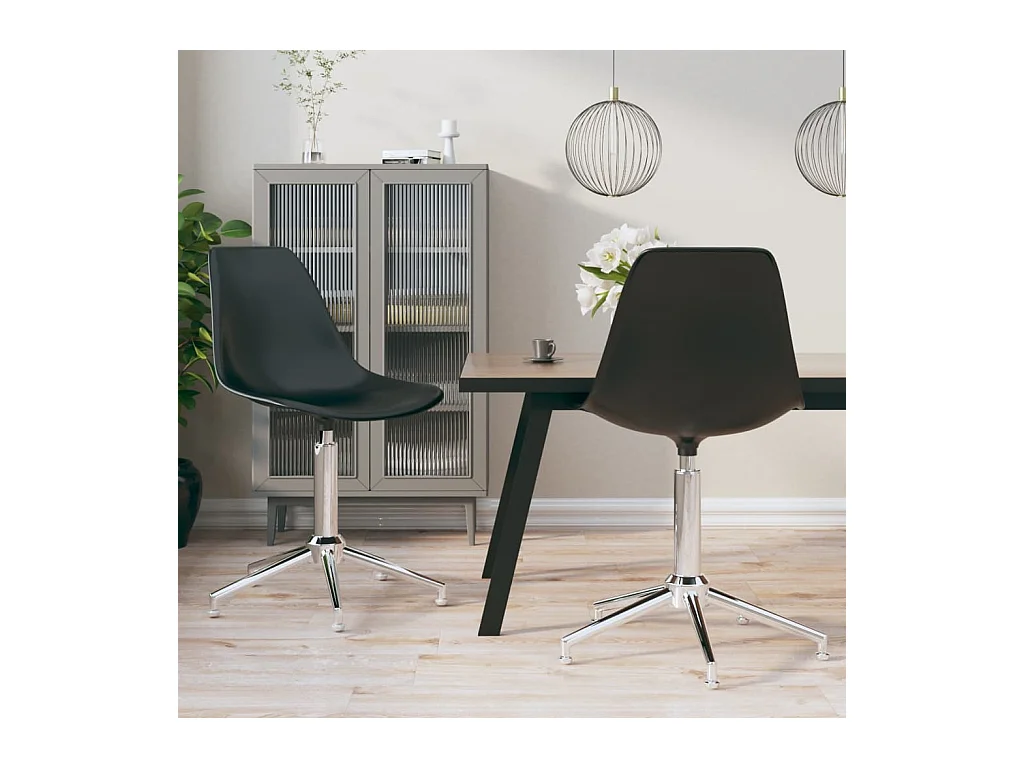 Chaises pivotantes à manger lot de 2 noir PP