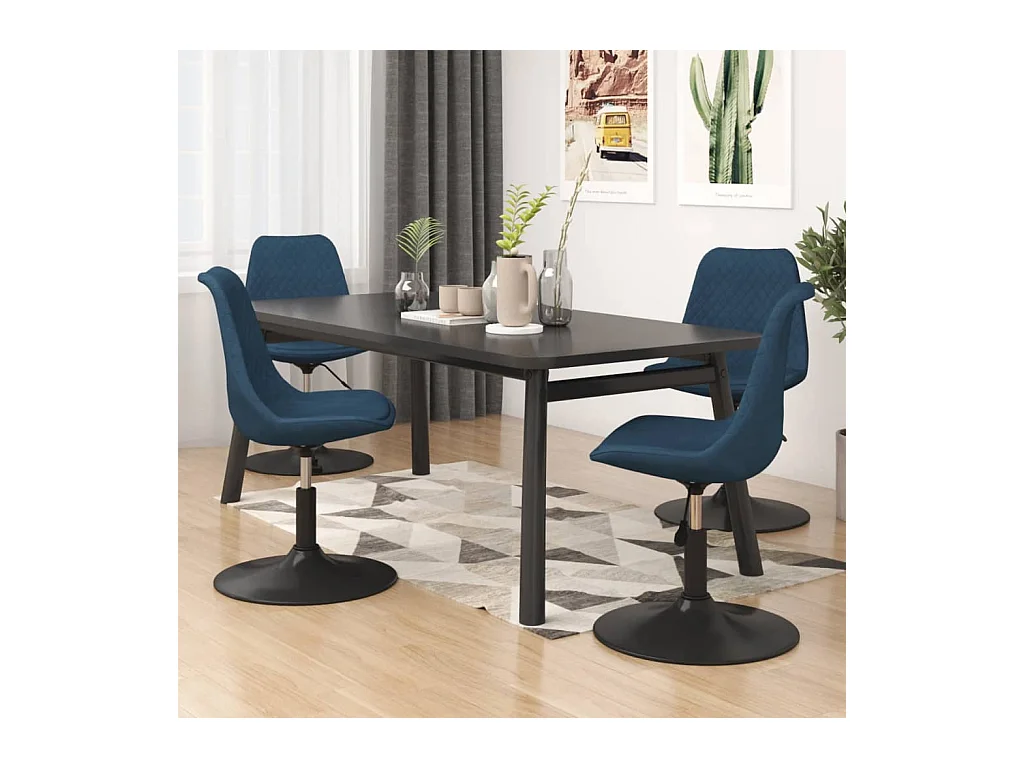 Chaises pivotantes à manger lot de 4 Bleu Velours