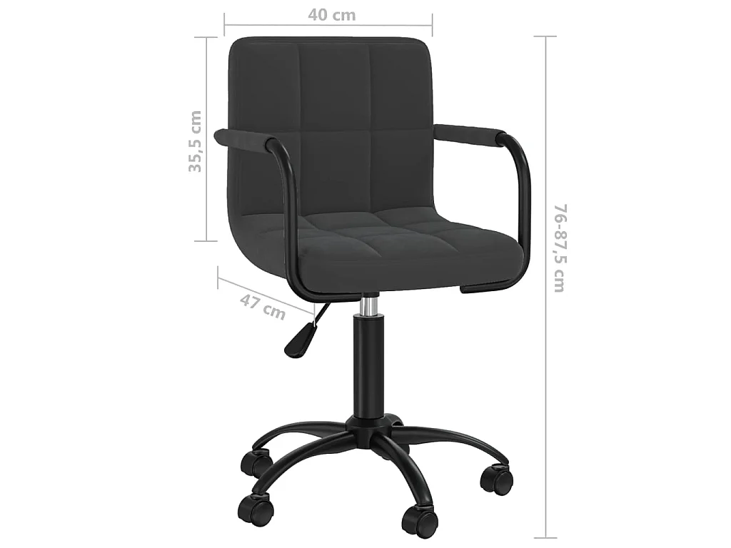 Drehbarer Esszimmerstuhl aus schwarzem Samt