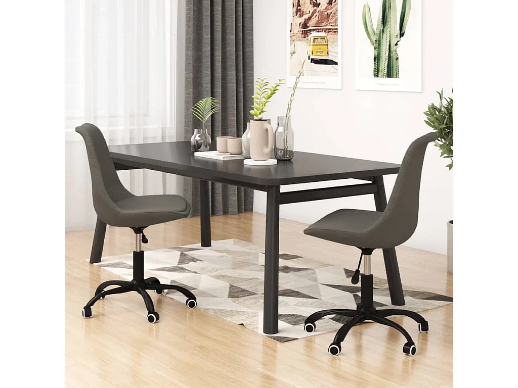 Chaises pivotantes à manger lot de 2 Gris foncé Tissu