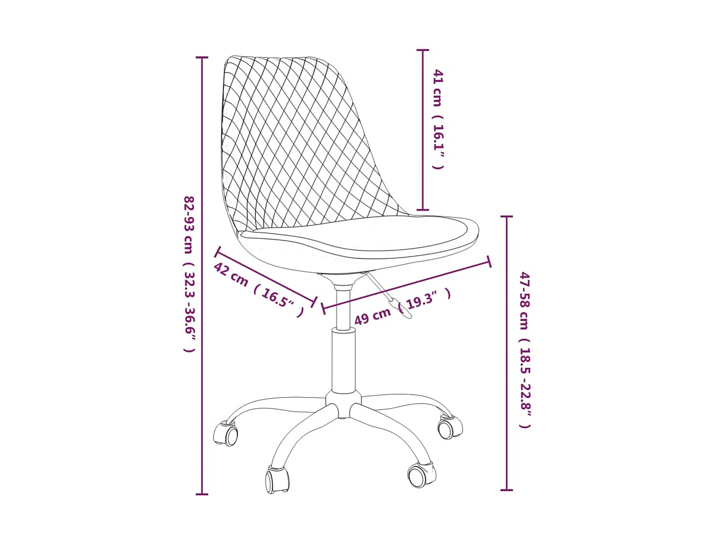 Chaises pivotantes à manger lot de 2 Gris foncé Tissu