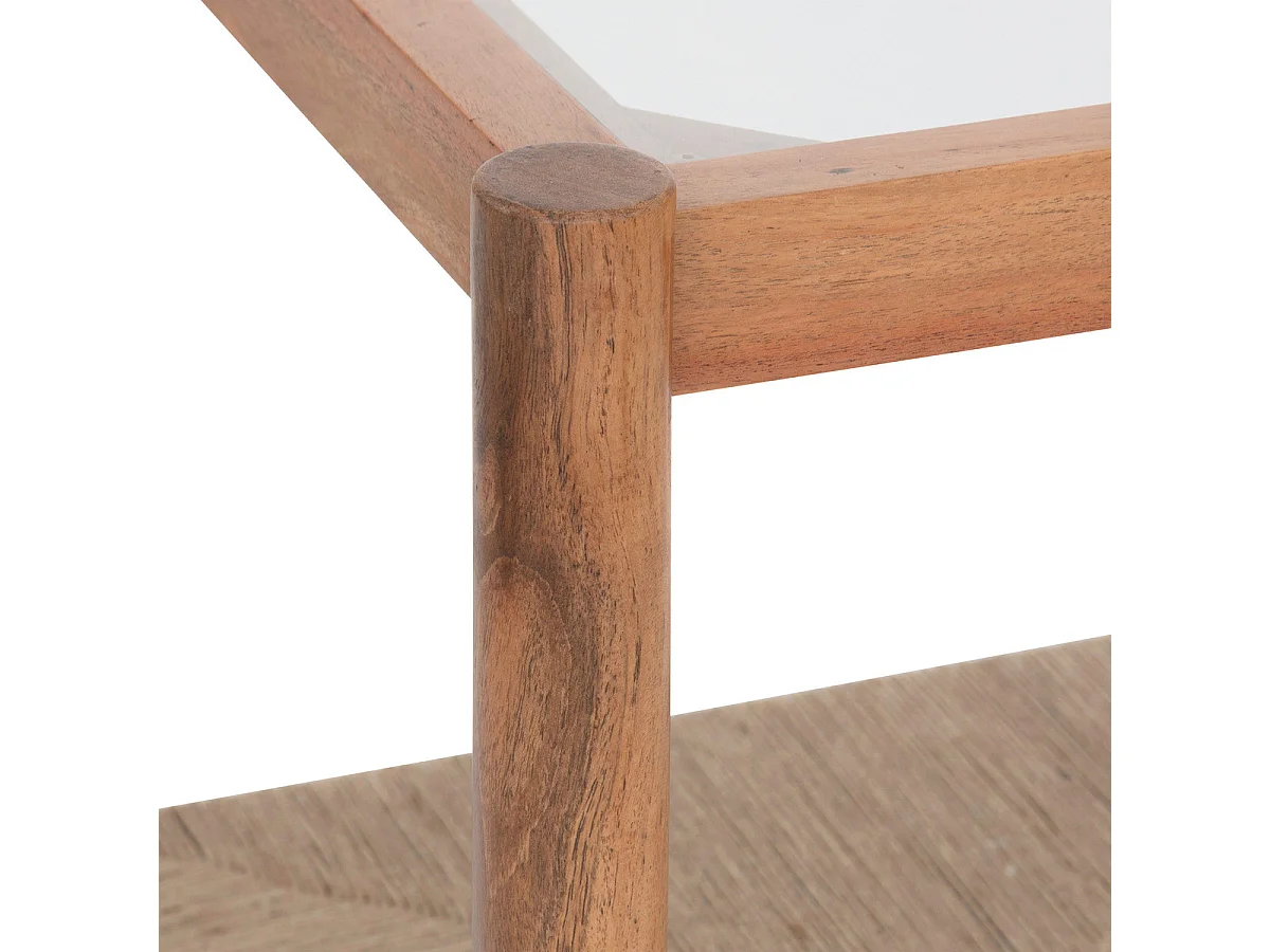 Table d'appoint en Bois, Jute et Verre trempé 50 x 50 cm